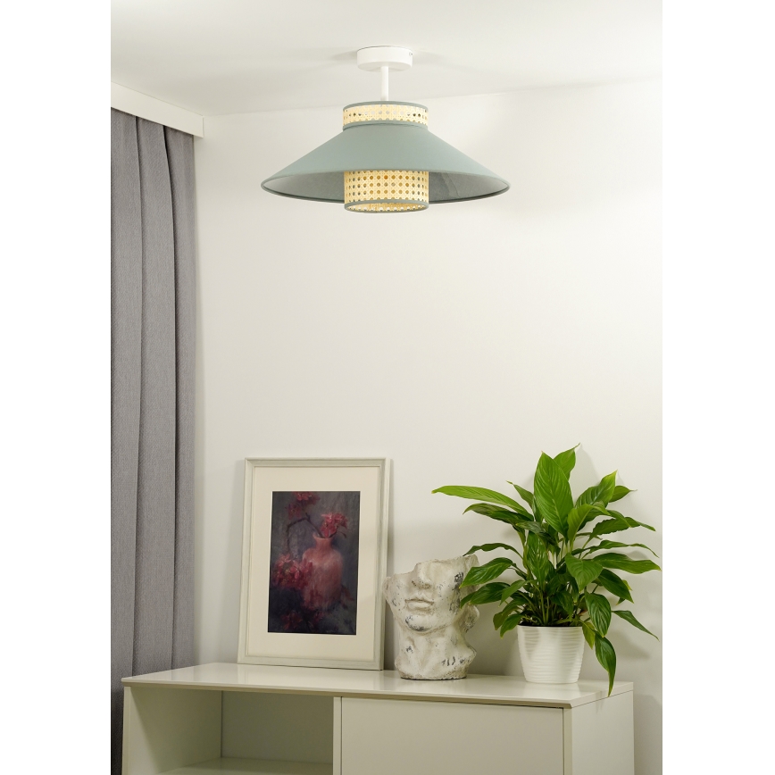 Duolla - Candeeiro integrado RIO RATTAN 1xE27/15W/230V diâmetro 45 cm verde/vime
