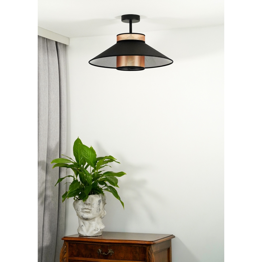 Duolla - Candeeiro integrado RIO SHINY 1xE27/15W/230V diâmetro 45 cm preto/cobre