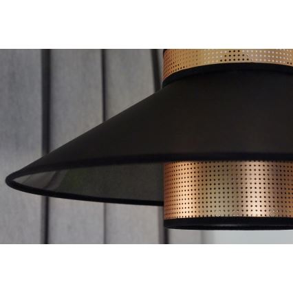 Duolla - Candeeiro integrado RIO SHINY 1xE27/15W/230V diâmetro 45 cm preto/cobre