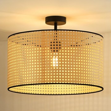 Duolla - Candeeiro integrado ROLLER RATTAN 1xE27/15W/230V diâmetro 45 cm bege/preto