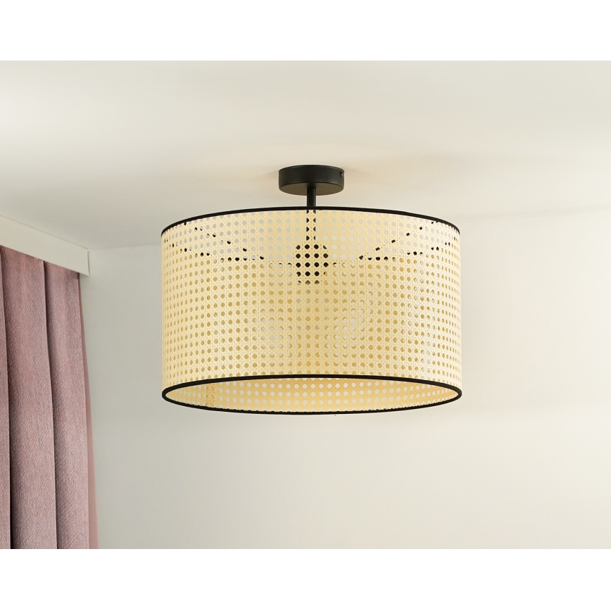 Duolla - Candeeiro integrado ROLLER RATTAN 1xE27/15W/230V diâmetro 45 cm bege/preto