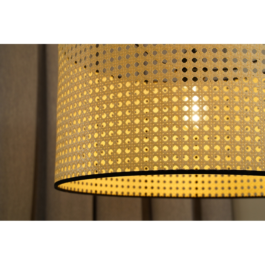 Duolla - Candeeiro integrado ROLLER RATTAN 1xE27/15W/230V diâmetro 45 cm bege/preto