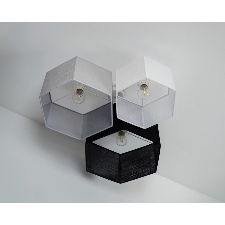 Duolla - Candeeiro integrado ROLLER TRIO HEX 3xE27/15W/230V preto/cinzento/branco