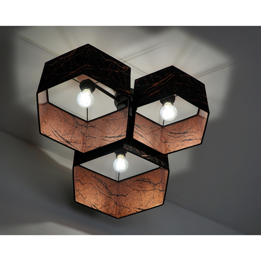 Duolla - Candeeiro integrado ROLLER TRIO HEX 3xE27/15W/230V preto/cobre