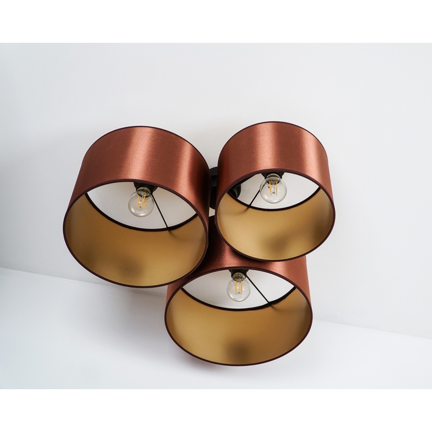 Duolla - Candeeiro integrado ROLLER TRIO SHINY 3xE27/15W/230V cobre/dourada