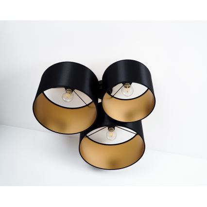 Duolla - Candeeiro integrado ROLLER TRIO SHINY 3xE27/15W/230V preto/dourada