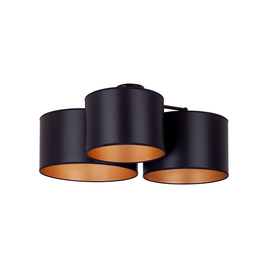 Duolla - Candeeiro integrado ROLLER TRIO SHINY 3xE27/15W/230V preto/dourada