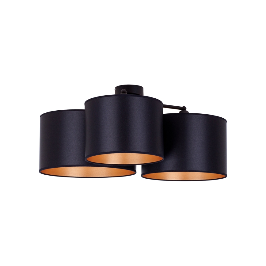 Duolla - Candeeiro integrado ROLLER TRIO SHINY 3xE27/15W/230V preto/dourada