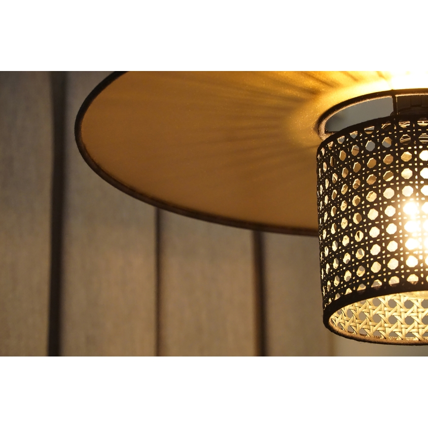 Duolla - Candeeiro integrado TOKYO RATTAN 1xE27/15W/230V diâmetro 50 cm dourado/preto