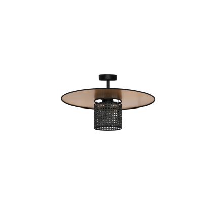 Duolla - Candeeiro integrado TOKYO RATTAN 1xE27/15W/230V diâmetro 50 cm dourado/preto
