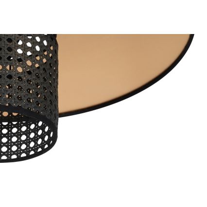 Duolla - Candeeiro integrado TOKYO RATTAN 1xE27/15W/230V diâmetro 50 cm dourado/preto