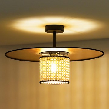 Duolla - Candeeiro integrado TOKYO RATTAN 1xE27/15W/230V diâmetro 50 cm dourado/vime
