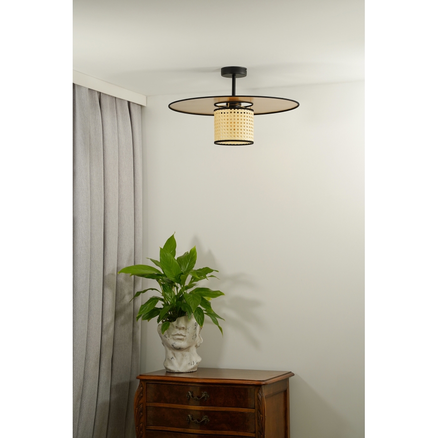 Duolla - Candeeiro integrado TOKYO RATTAN 1xE27/15W/230V diâmetro 50 cm dourado/vime