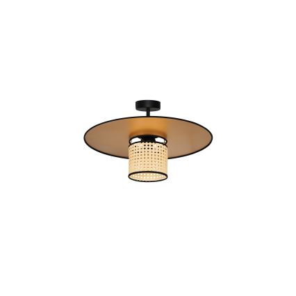 Duolla - Candeeiro integrado TOKYO RATTAN 1xE27/15W/230V diâmetro 50 cm dourado/vime