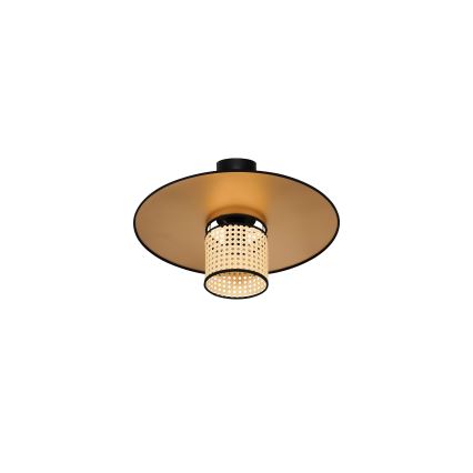 Duolla - Candeeiro integrado TOKYO RATTAN 1xE27/15W/230V diâmetro 50 cm dourado/vime