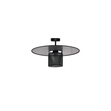 Duolla - Candeeiro integrado TOKYO RATTAN 1xE27/15W/230V diâmetro 50 cm preto/prateado