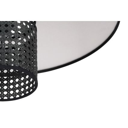 Duolla - Candeeiro integrado TOKYO RATTAN 1xE27/15W/230V diâmetro 50 cm preto/prateado