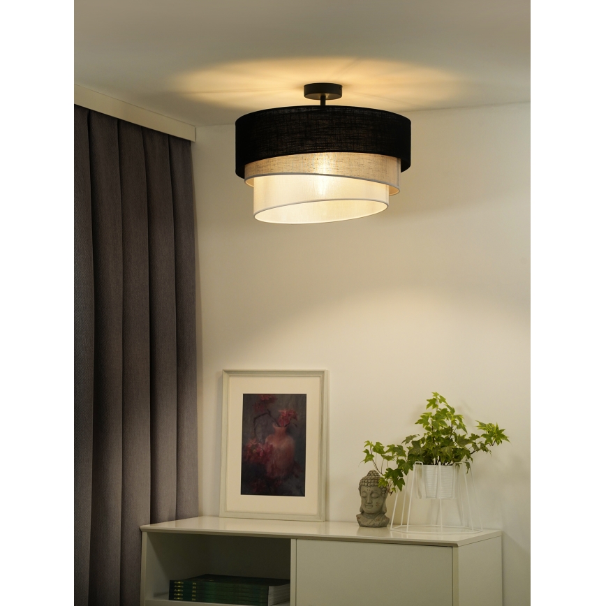 Duolla - Candeeiro integrado TRIO 1xE27/15W/230V diâmetro 45 cm preto/cinzento/branco
