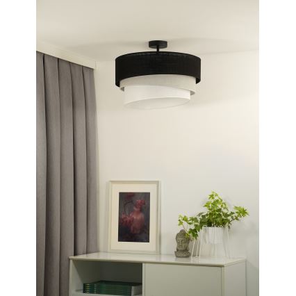 Duolla - Candeeiro integrado TRIO 1xE27/15W/230V diâmetro 45 cm preto/cinzento/branco