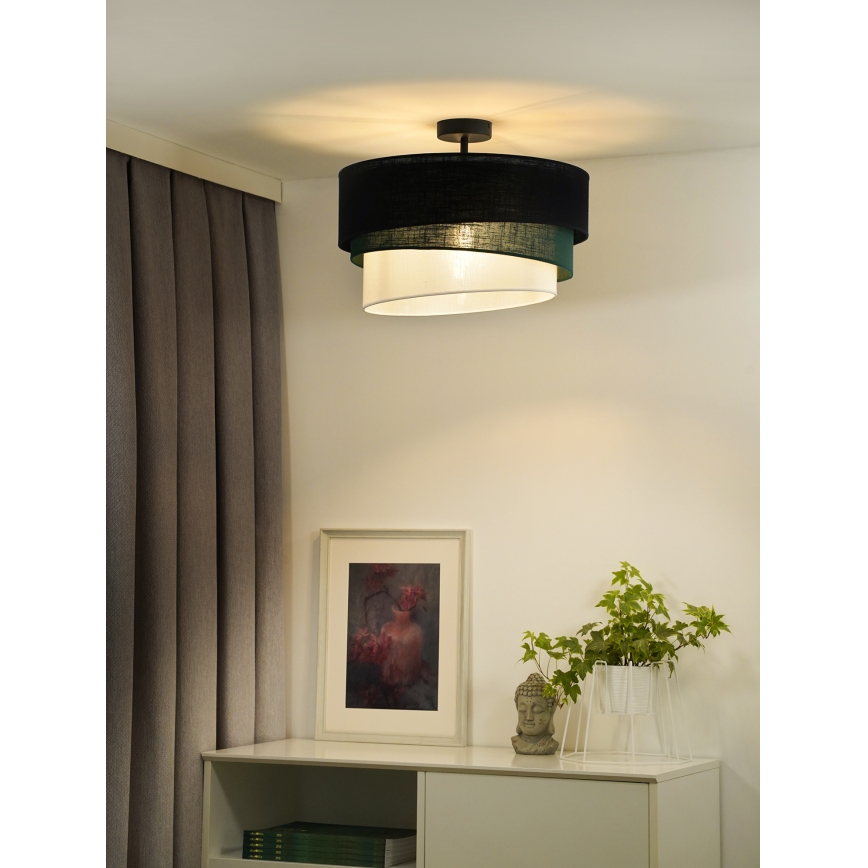 Duolla - Candeeiro integrado TRIO 1xE27/15W/230V diâmetro 45 cm preto/verde/branco