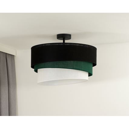 Duolla - Candeeiro integrado TRIO 1xE27/15W/230V diâmetro 45 cm preto/verde/branco