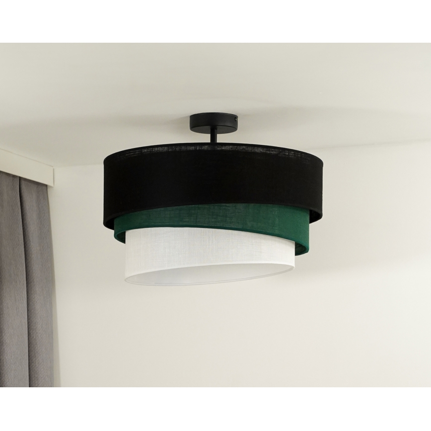 Duolla - Candeeiro integrado TRIO 1xE27/15W/230V diâmetro 45 cm preto/verde/branco