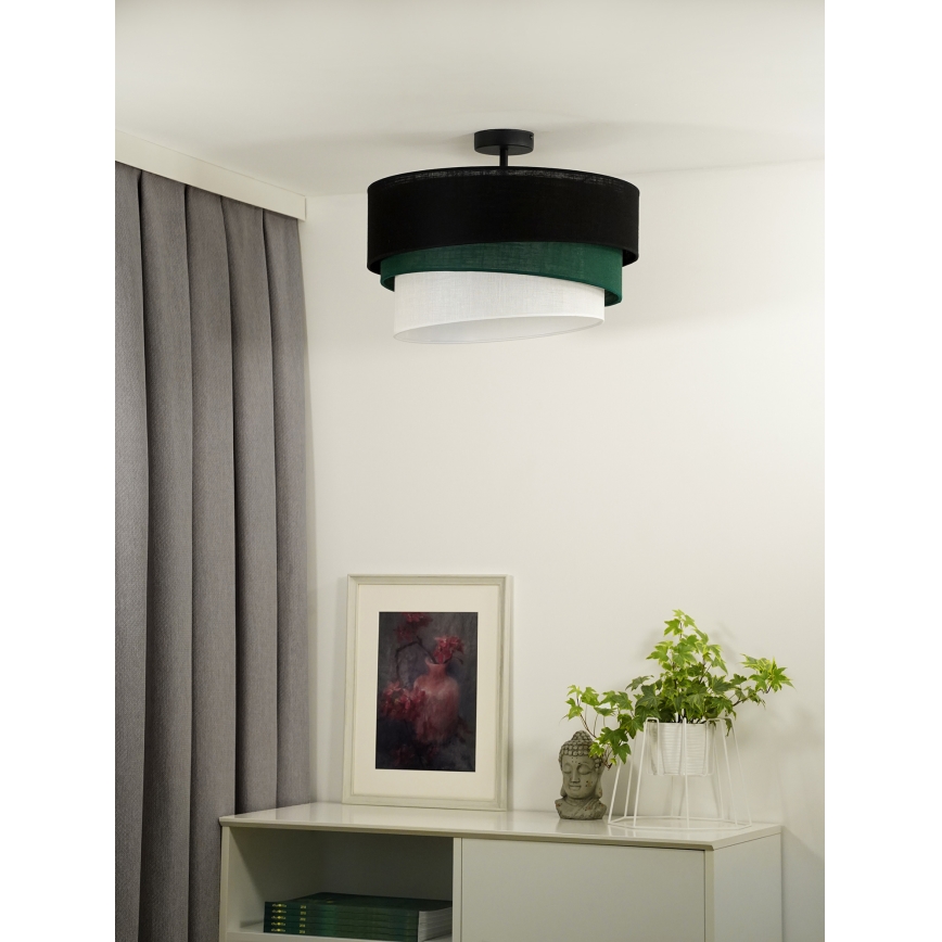 Duolla - Candeeiro integrado TRIO 1xE27/15W/230V diâmetro 45 cm preto/verde/branco