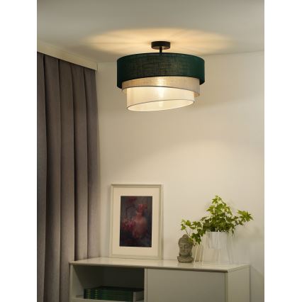 Duolla - Candeeiro integrado TRIO 1xE27/15W/230V diâmetro 45 cm verde/cinzento/branco