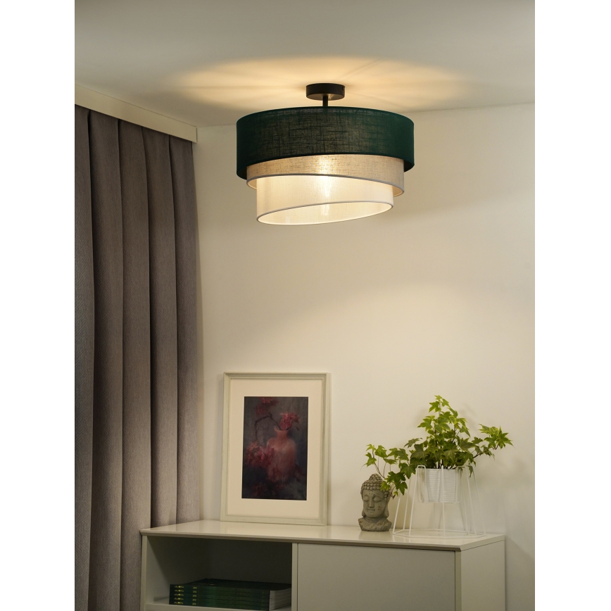 Duolla - Candeeiro integrado TRIO 1xE27/15W/230V diâmetro 45 cm verde/cinzento/branco