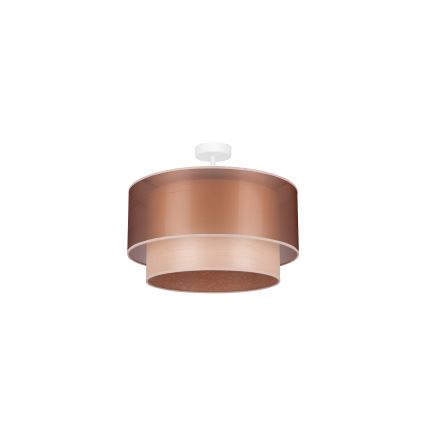 Duolla - Candeeiro integrado WOOD BOHO 1xE27/15W/230V diâmetro 45 cm cobre/bege