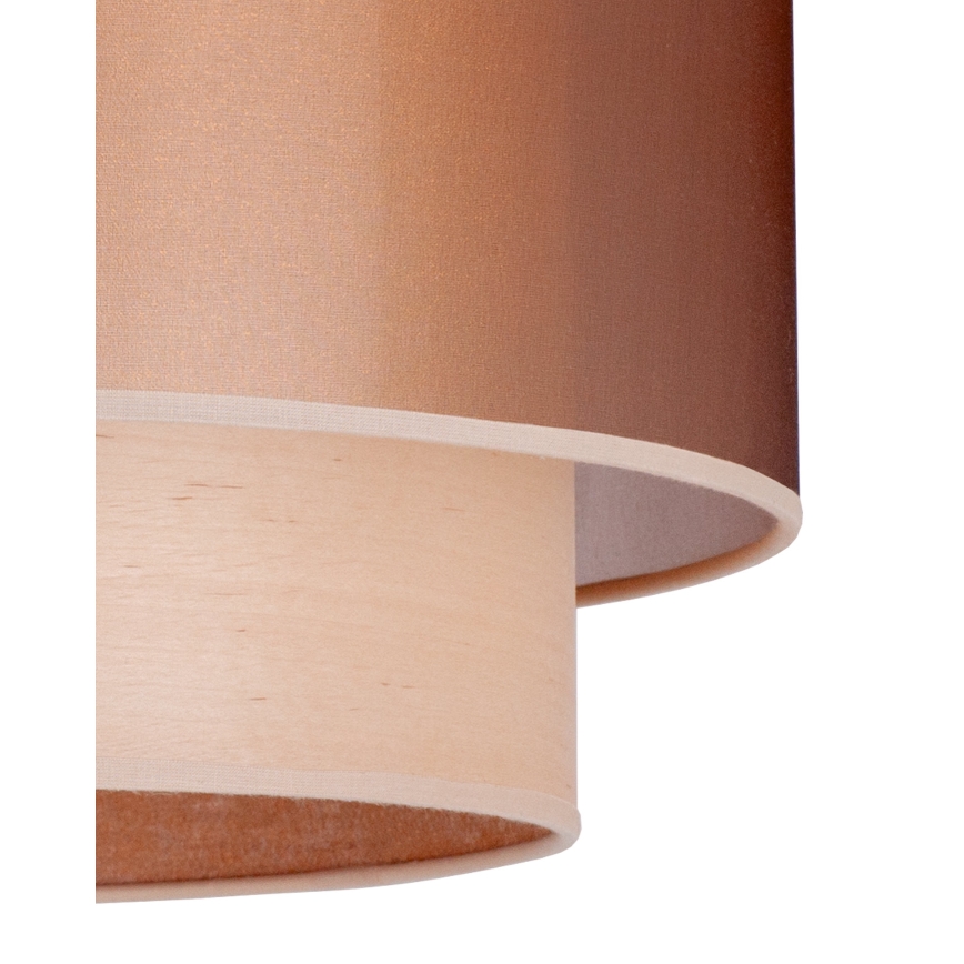 Duolla - Candeeiro integrado WOOD BOHO 1xE27/15W/230V diâmetro 45 cm cobre/bege
