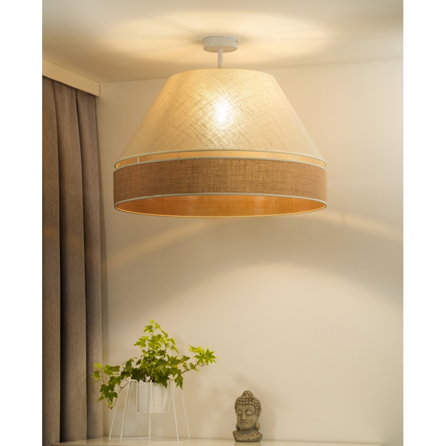 Duolla - Candeeiro integrado YUTE AVIGNON 1xE27/15W/230V diâmetro 60 cm creme/bege