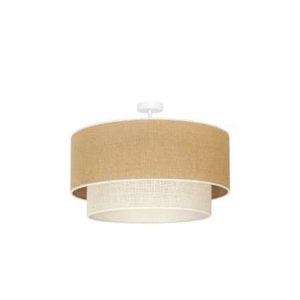 Duolla - Candeeiro integrado YUTE BOHO 3xE27/15W/230V diâmetro 60 cm castanho/creme