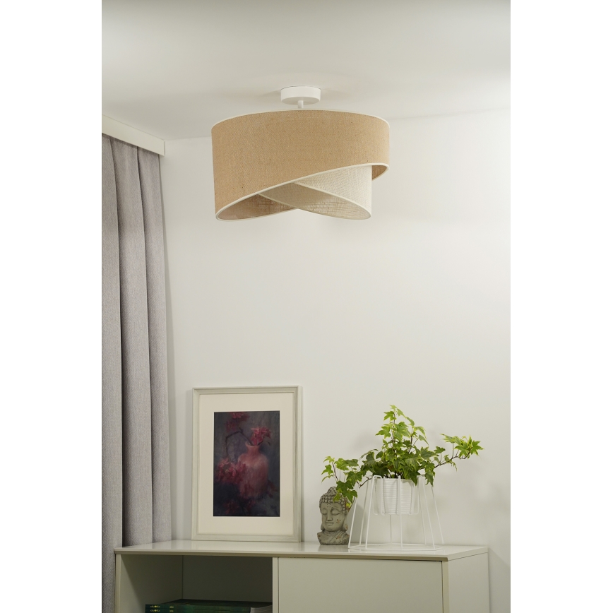 Duolla - Candeeiro integrado YUTE CELLO 1xE27/15W/230V diâmetro 45 cm castanho/cinzento