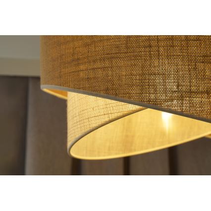 Duolla - Candeeiro integrado YUTE CELLO 1xE27/15W/230V diâmetro 45 cm castanho/cinzento