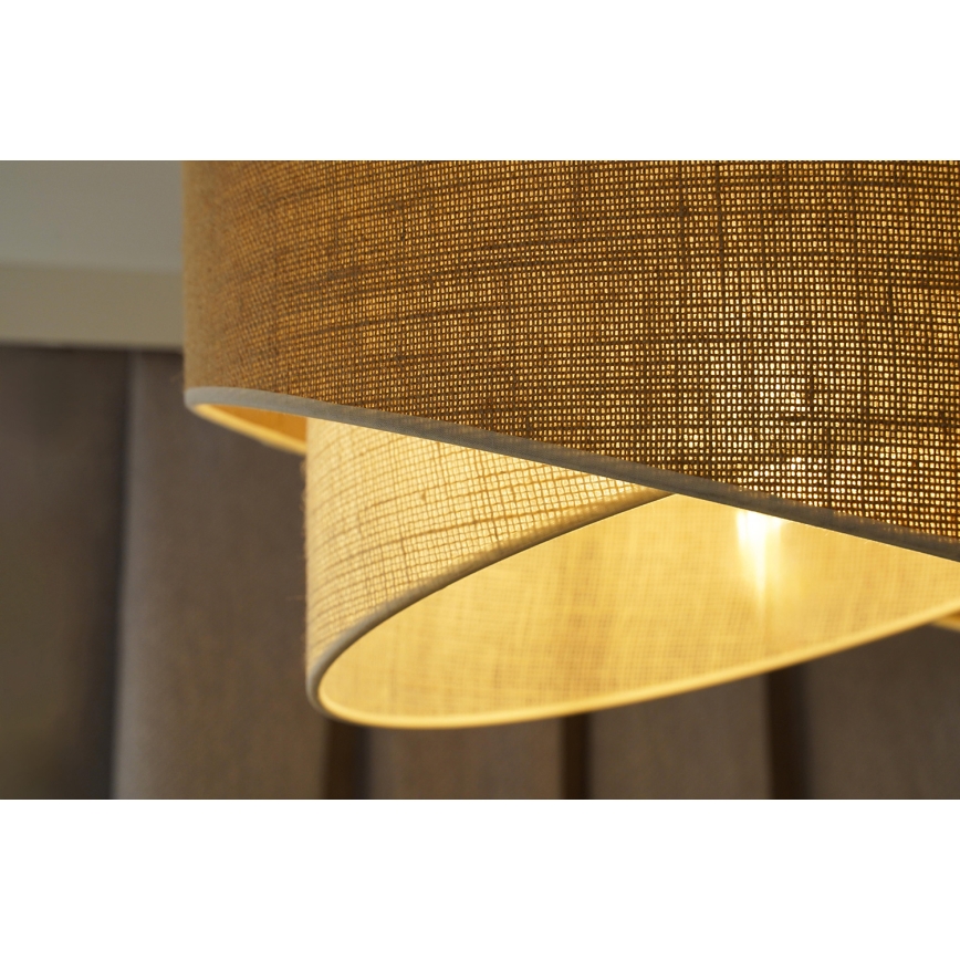 Duolla - Candeeiro integrado YUTE CELLO 1xE27/15W/230V diâmetro 45 cm castanho/cinzento