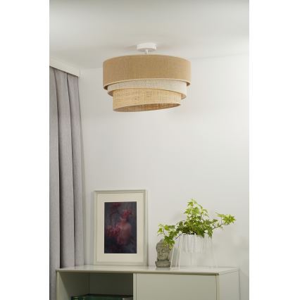 Duolla - Candeeiro integrado YUTE TRIO 3xE27/15W/230V diâmetro 60 cm castanho/cinzento/bege