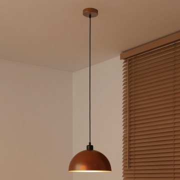 Duolla - Candeeiro pendente com cabo IRONLINE 1xE27/15W/230V Ø 27 cm cobre/preto