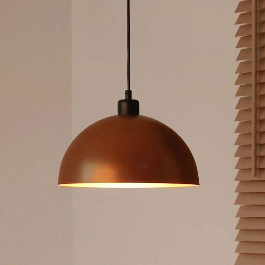 Duolla - Candeeiro pendente com cabo IRONLINE 1xE27/15W/230V Ø 27 cm cobre/preto