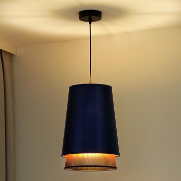 Duolla - Candeeiro suspenso BELL SHINY 1xE27/15W/230V diâmetro 25 cm azul/cobre