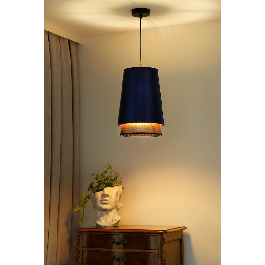 Duolla - Candeeiro suspenso BELL SHINY 1xE27/15W/230V diâmetro 25 cm azul/cobre