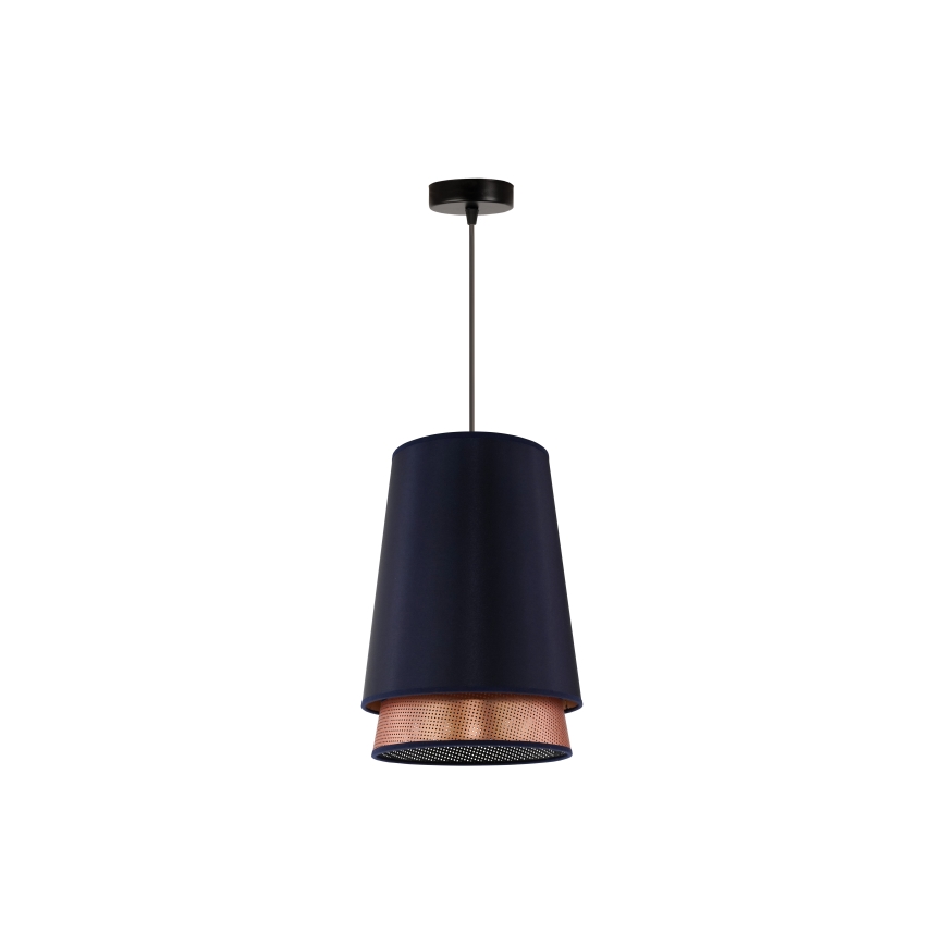Duolla - Candeeiro suspenso BELL SHINY 1xE27/15W/230V diâmetro 25 cm azul/cobre
