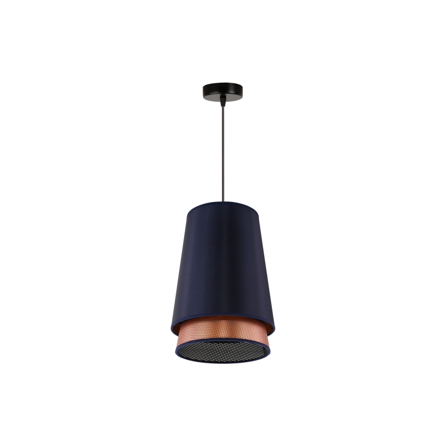Duolla - Candeeiro suspenso BELL SHINY 1xE27/15W/230V diâmetro 25 cm azul/cobre