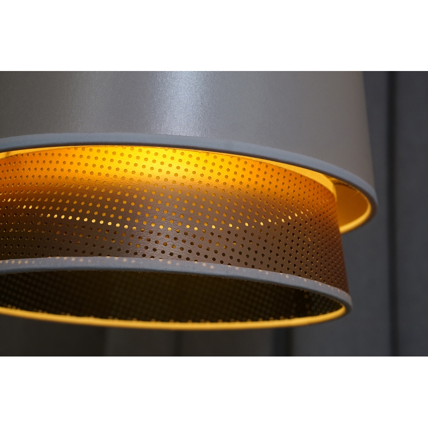 Duolla - Candeeiro suspenso BELL SHINY 1xE27/15W/230V diâmetro 25 cm branco/cobre