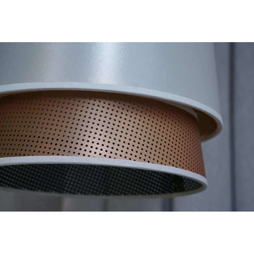 Duolla - Candeeiro suspenso BELL SHINY 1xE27/15W/230V diâmetro 25 cm branco/cobre