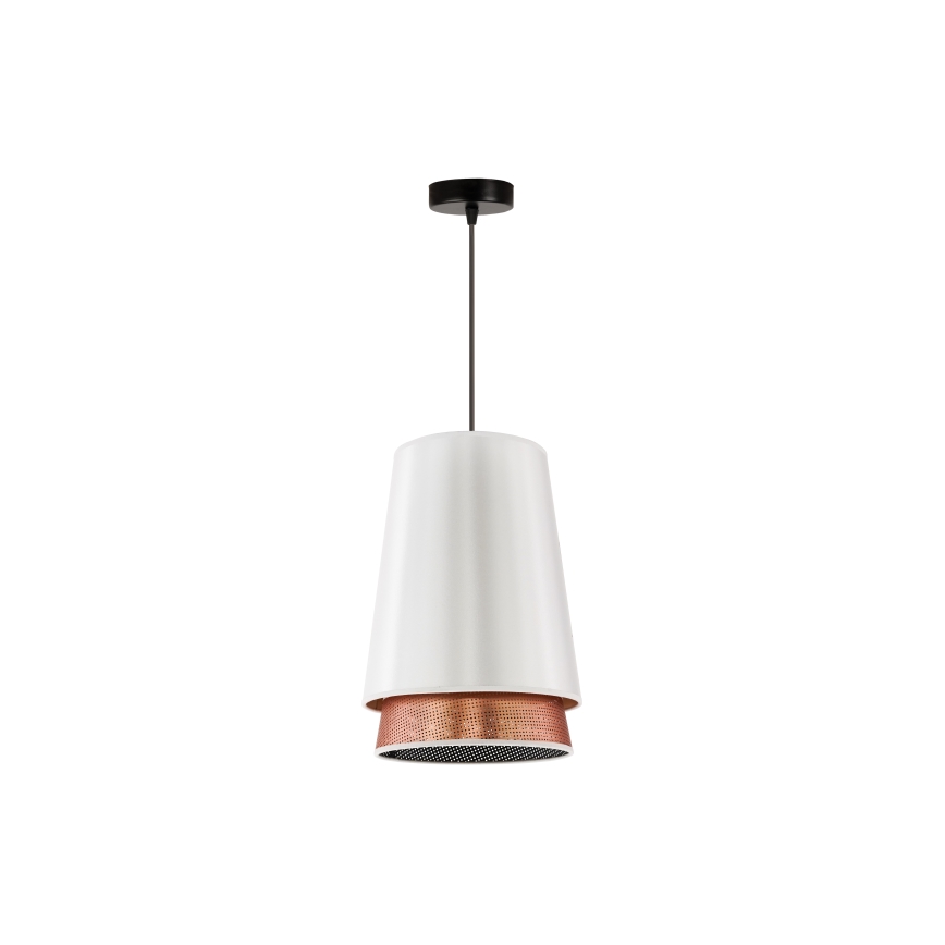 Duolla - Candeeiro suspenso BELL SHINY 1xE27/15W/230V diâmetro 25 cm branco/cobre