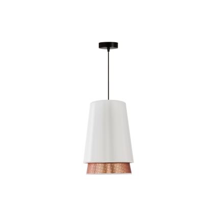 Duolla - Candeeiro suspenso BELL SHINY 1xE27/15W/230V diâmetro 25 cm branco/cobre