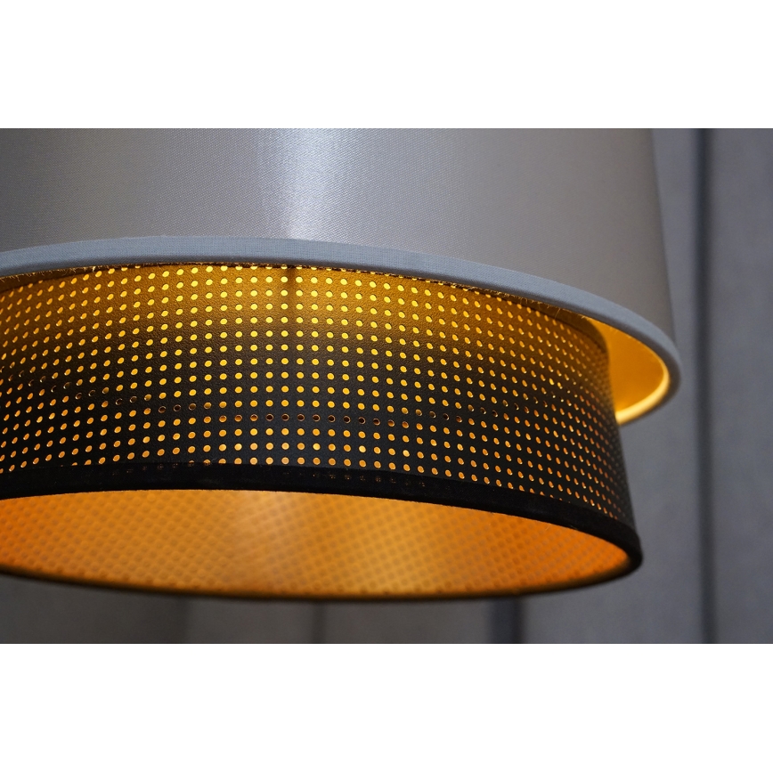 Duolla - Candeeiro suspenso BELL SHINY 1xE27/15W/230V diâmetro 25 cm prateado/preto