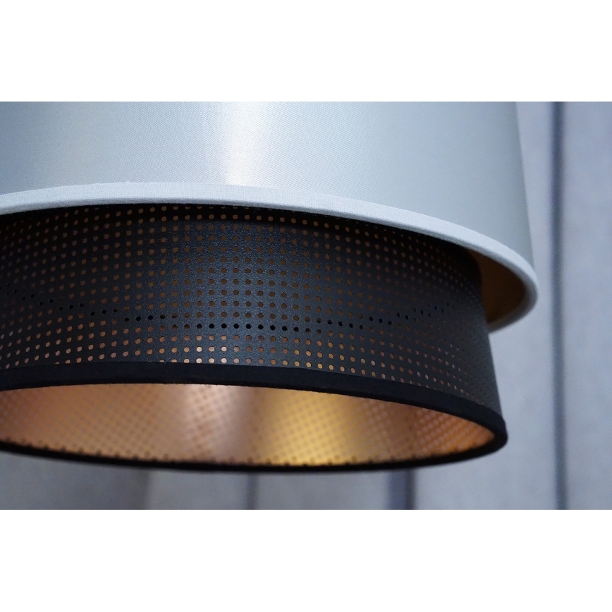 Duolla - Candeeiro suspenso BELL SHINY 1xE27/15W/230V diâmetro 25 cm prateado/preto