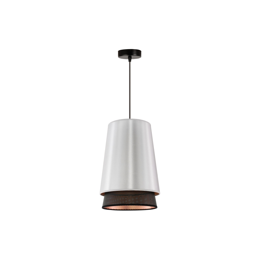 Duolla - Candeeiro suspenso BELL SHINY 1xE27/15W/230V diâmetro 25 cm prateado/preto